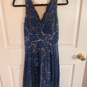 Elegant Blue Lace Dress